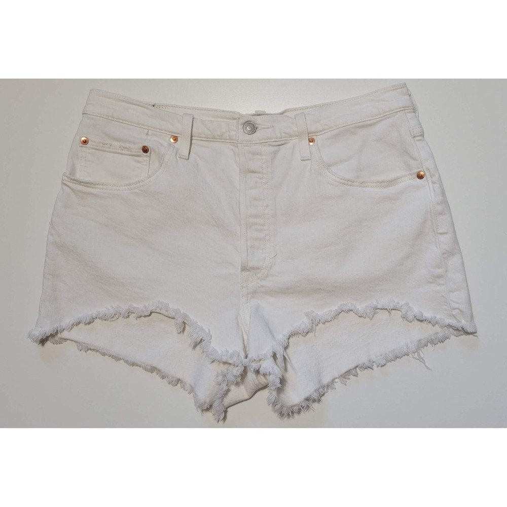 LEVI 501 White Denim Button Fly Shorts
